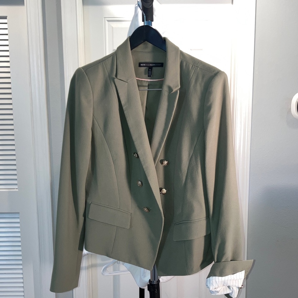 White House Black Market Army Green Double-Breasted Women's Blazer, 14